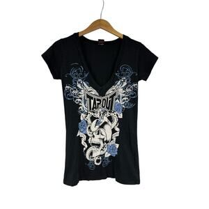 Y2k Tapout Short Sleeve V Neck Shirt Punk Grunge Skater Goth Streetwear Size S?